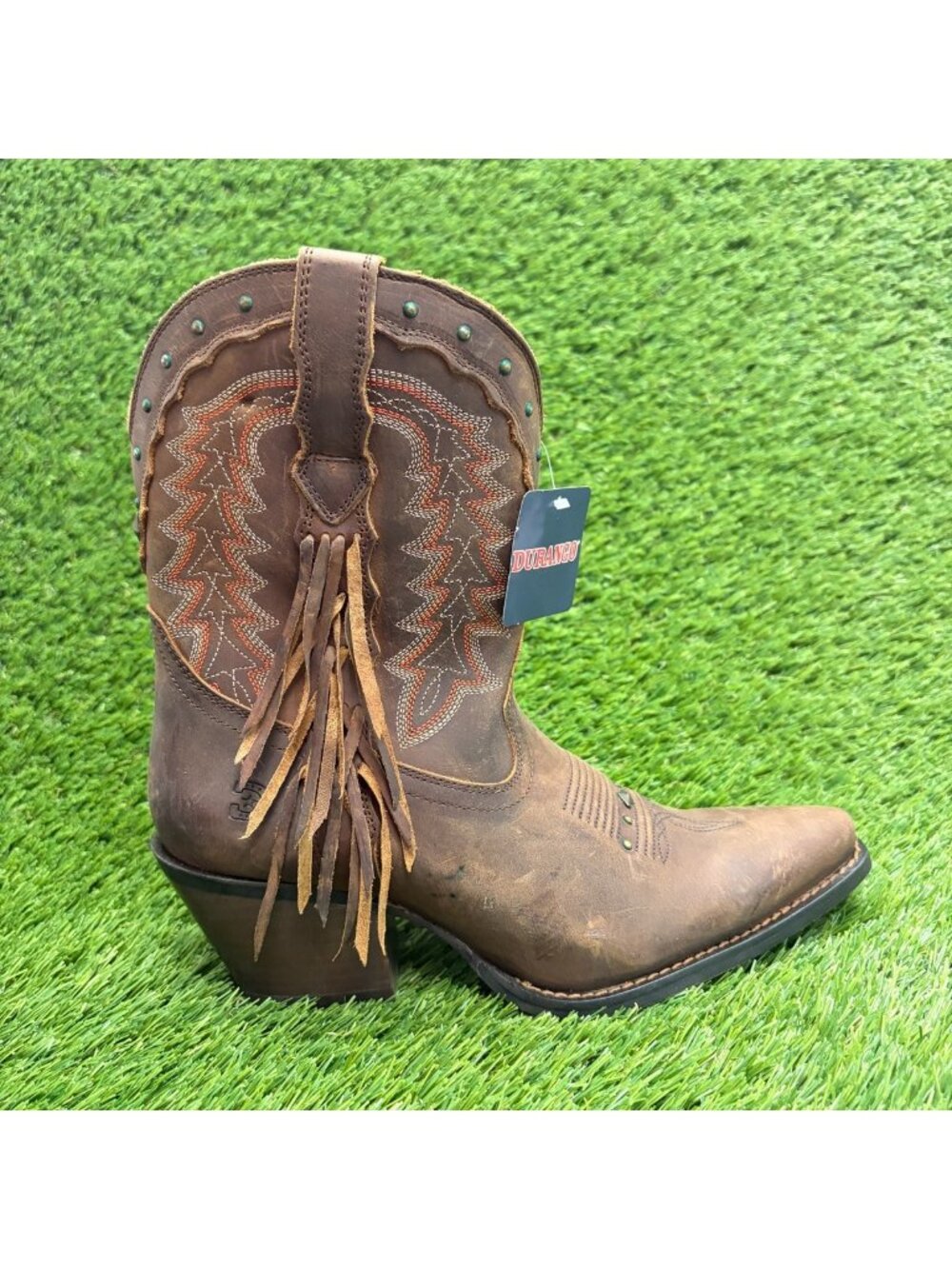Durango Crush Womens Size 7 Brown Cowgirl Western Snip Toe Zip Up Fashion Boots